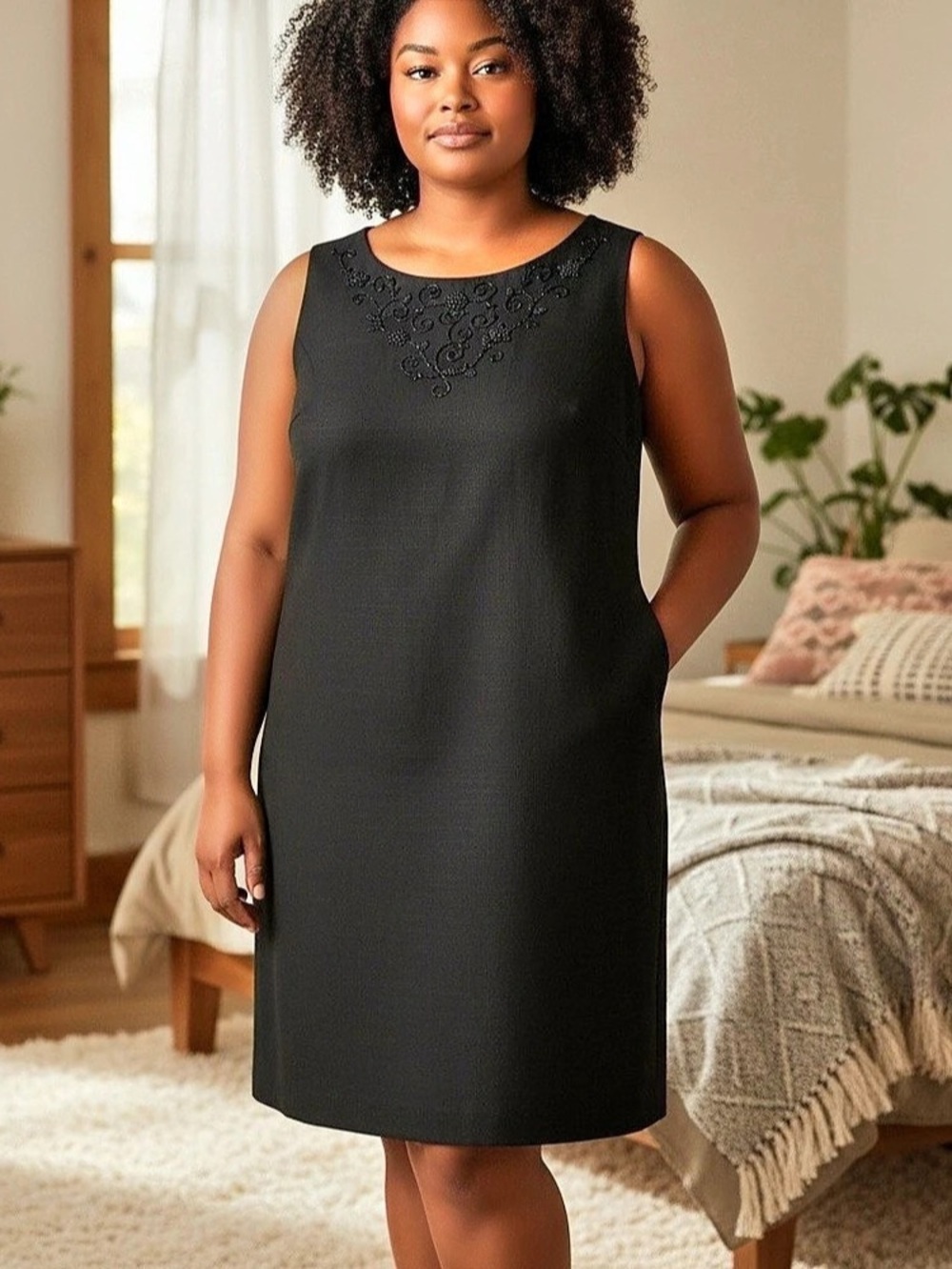Jessica Howard Sleeveless Embellished Mini Dress in Black & Brown Size 16